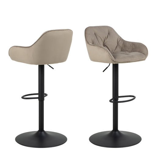 Brooke Swivel Bar Stool with Height Adjustable Function Set of 2 – Beige – image 1