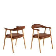Addi Dining Chair With Armrest in PU Retro Brandy Set of 2 – image 1