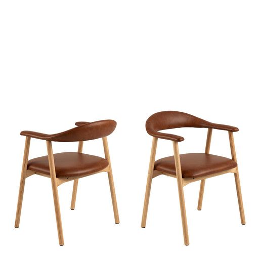 Addi Dining Chair With Armrest in PU Retro Brandy Set of 2 – image 1