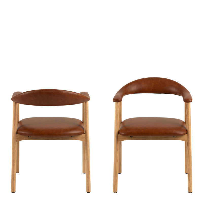 Addi Dining Chair With Armrest in PU Retro Brandy Set of 2 – image 2