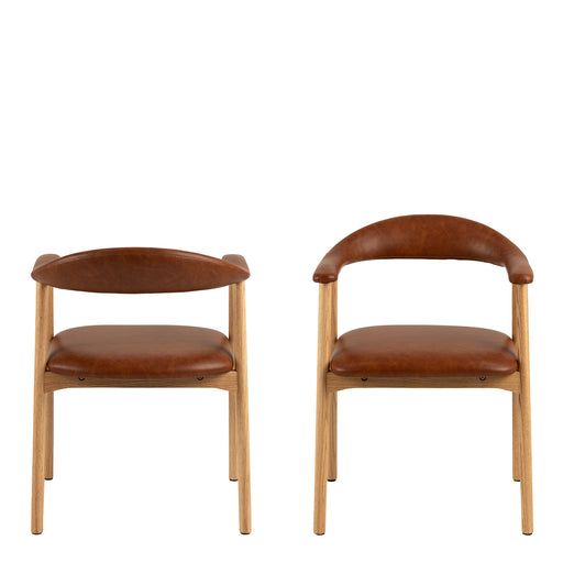 Addi Dining Chair With Armrest in PU Retro Brandy Set of 2 – image 2