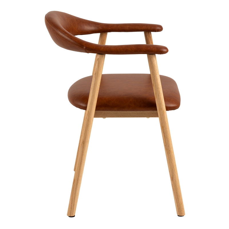 Addi Dining Chair With Armrest in PU Retro Brandy Set of 2 – image 3