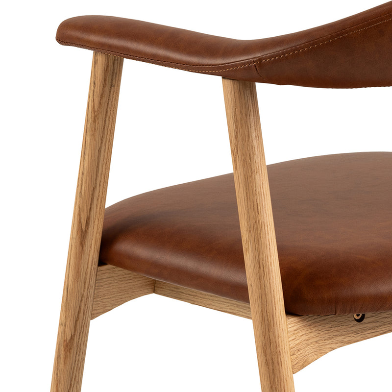 Addi Dining Chair With Armrest in PU Retro Brandy Set of 2 – image 6
