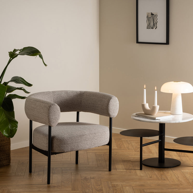 Oakfield Lounge Chair in Beige Fabic with Black Legs – image 4