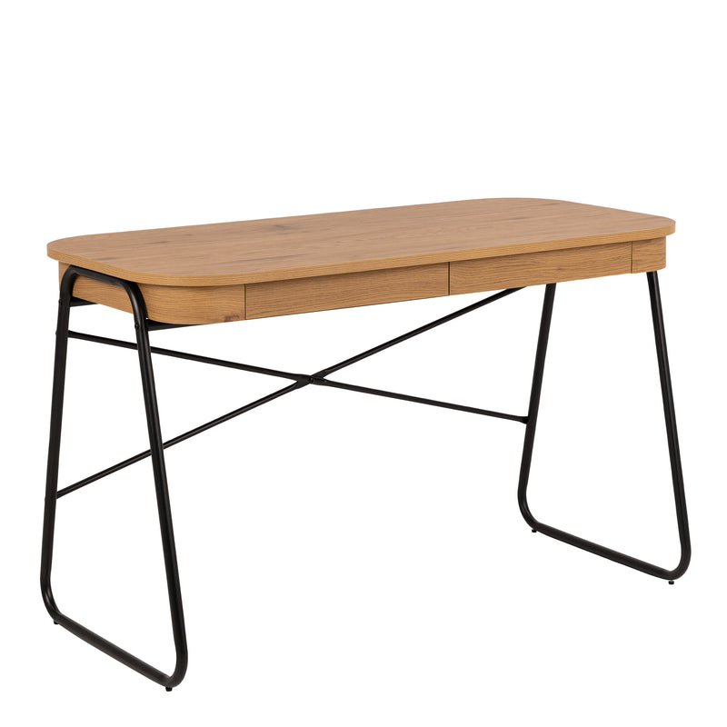 Blueton Office Desk with 2 Drawers in Black and Oak – image 1