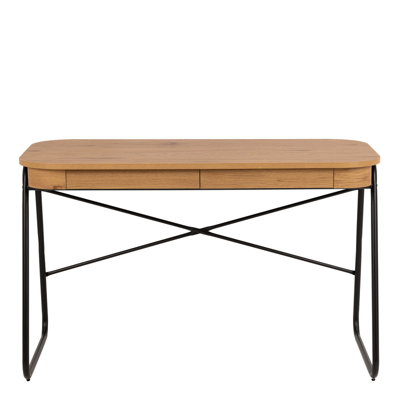 Blueton Office Desk with 2 Drawers in Black and Oak – image 2