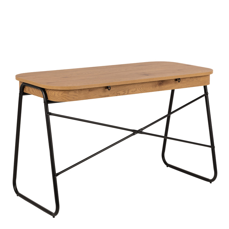 Blueton Office Desk with 2 Drawers in Black and Oak – image 3