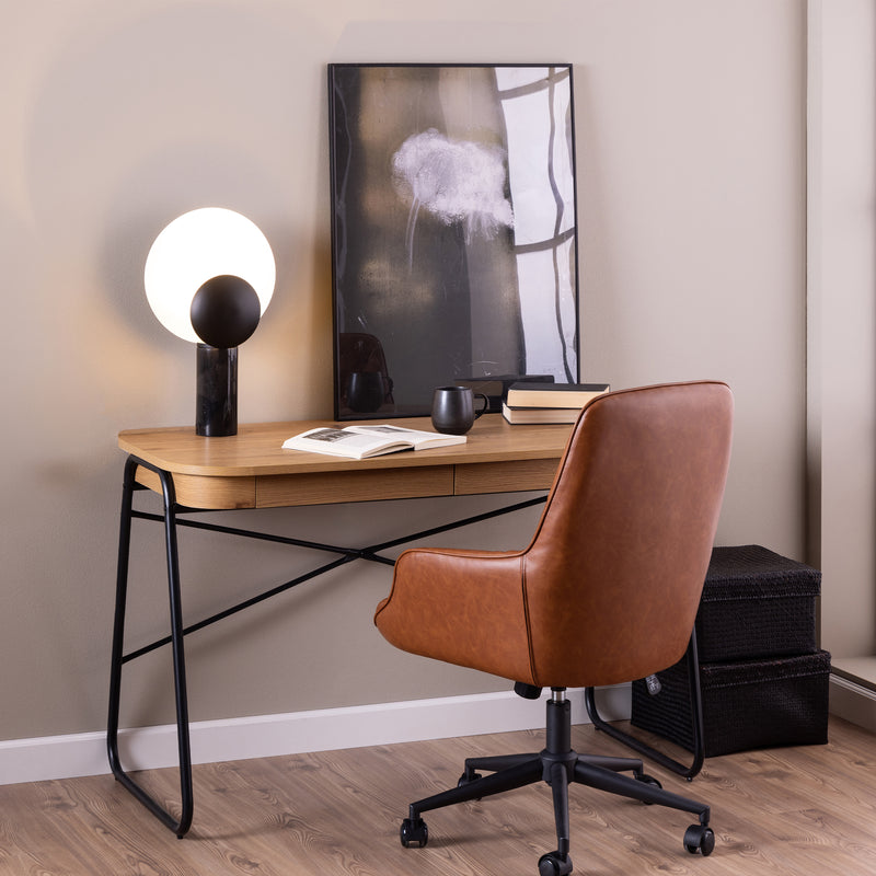 Blueton Office Desk with 2 Drawers in Black and Oak – image 5