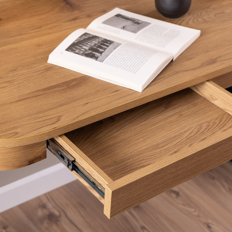 Blueton Office Desk with 2 Drawers in Black and Oak – image 7