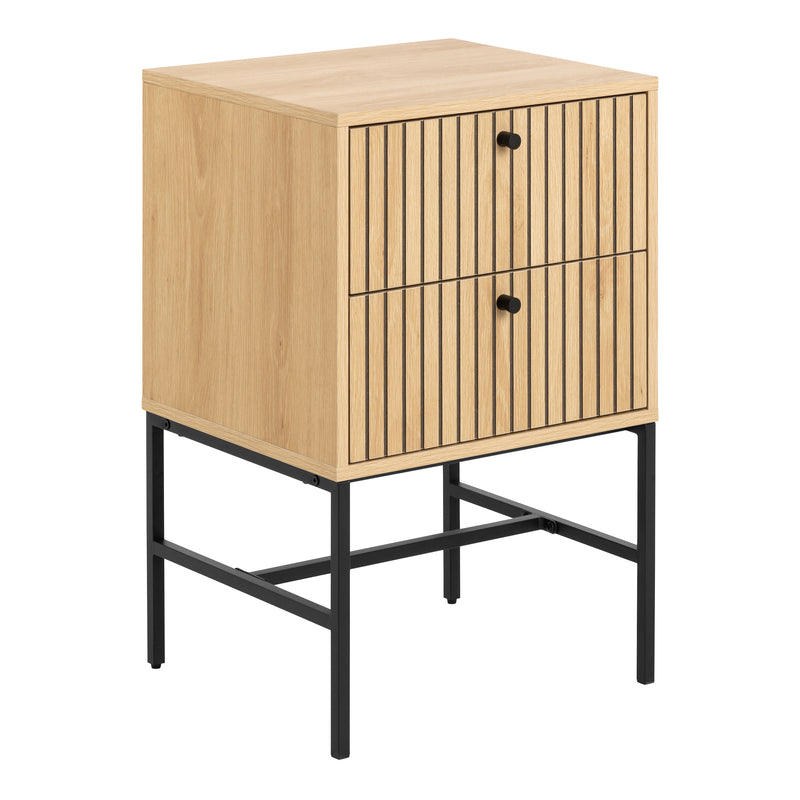 Albany 2 Drawer Bedside Table in Oak/Black Legs – image 1