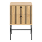 Albany 2 Drawer Bedside Table in Oak/Black Legs – image 2