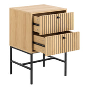 Albany 2 Drawer Bedside Table in Oak/Black Legs – image 4