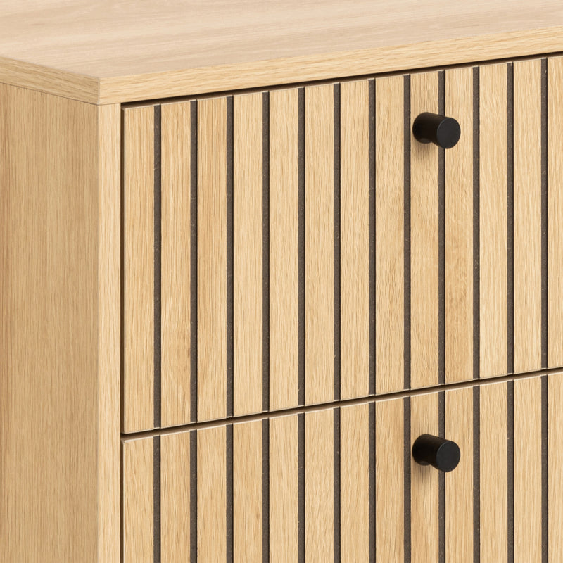 Albany 2 Drawer Bedside Table in Oak/Black Legs – image 6