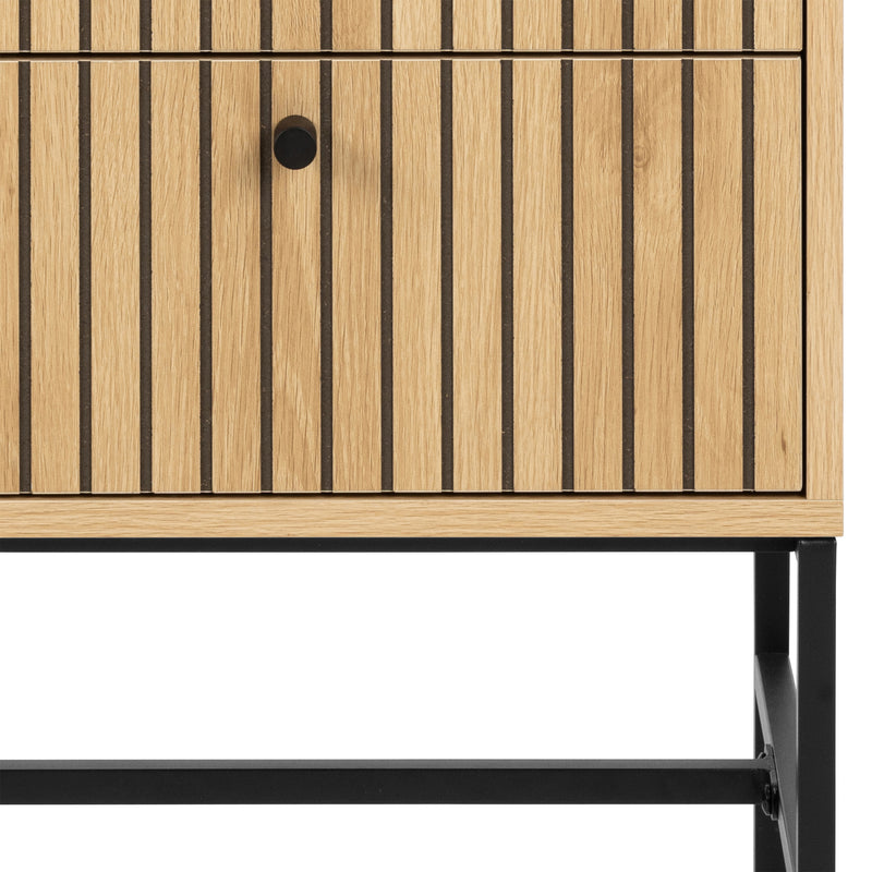 Albany 2 Drawer Bedside Table in Oak/Black Legs – image 7