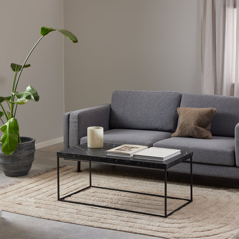 Barossa Coffee Table with Marquina Top and Steel Base – Black – image 7