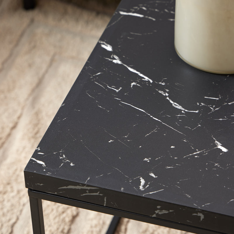 Barossa Coffee Table with Marquina Top and Steel Base – Black – image 3