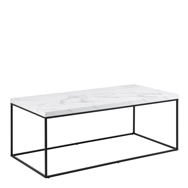 Barossa Coffee Table with Marquina Top and Steel Base – White – image 1