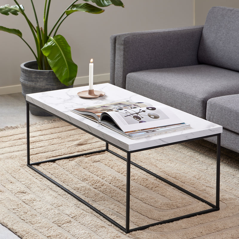 Barossa Coffee Table with Marquina Top and Steel Base – White – image 3