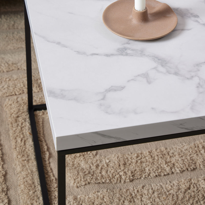 Barossa Coffee Table with Marquina Top and Steel Base – White – image 4