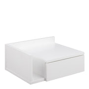 Ashlan 1 Drawer Wall Mounted Square Bedside Table in White – image 1