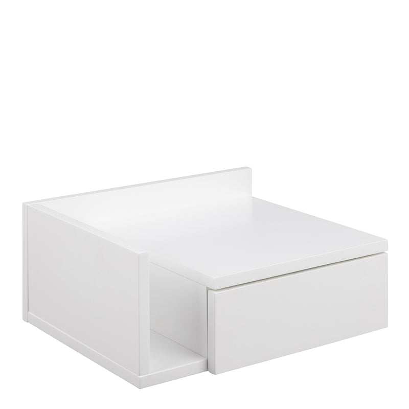 Ashlan 1 Drawer Wall Mounted Square Bedside Table in White – image 1