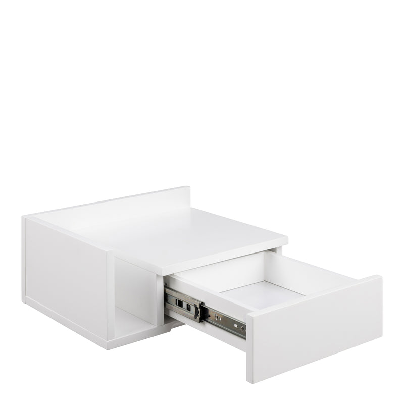 Ashlan 1 Drawer Wall Mounted Square Bedside Table in White – image 5