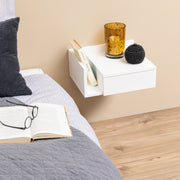 Ashlan 1 Drawer Wall Mounted Square Bedside Table in White – image 6