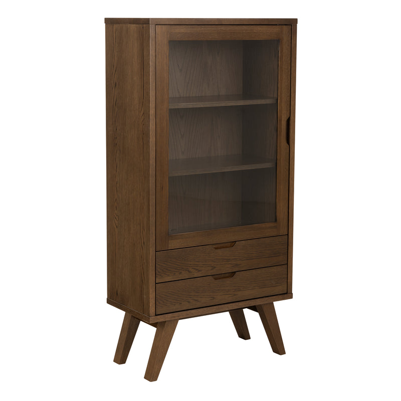 A-Line Display Cabinet with 2 Drawers and 2 Shelves – Smoked Oak – image 1
