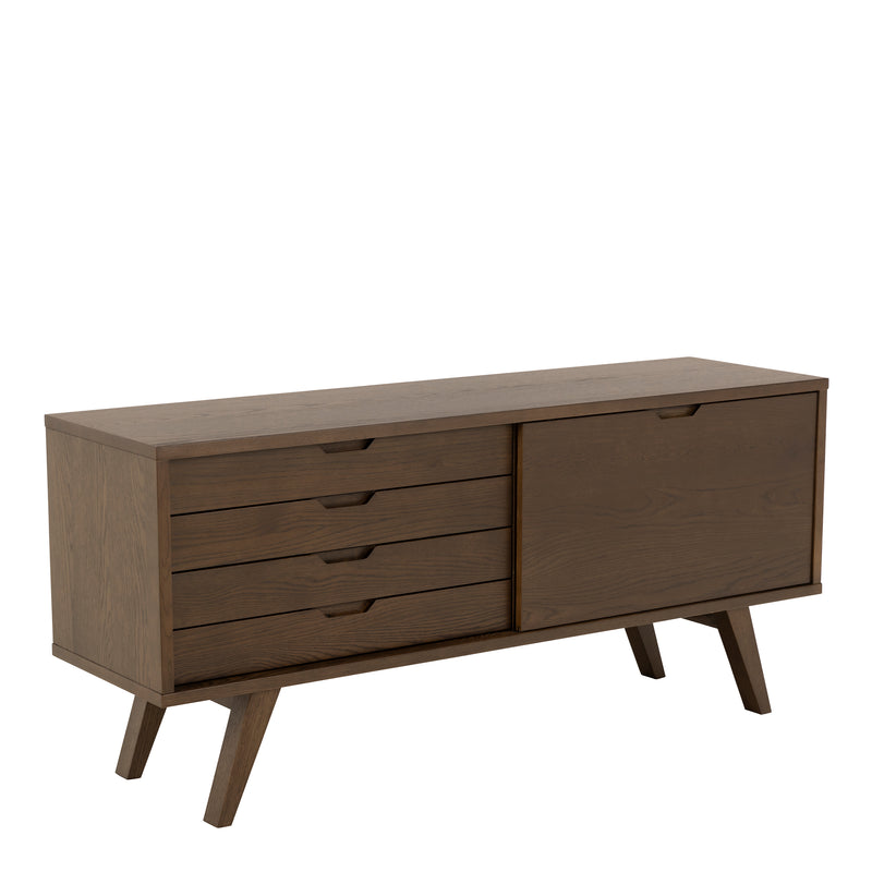 A-Line Sideboard with 4 Drawers and Sliding Door – Smoked Oak – image 1