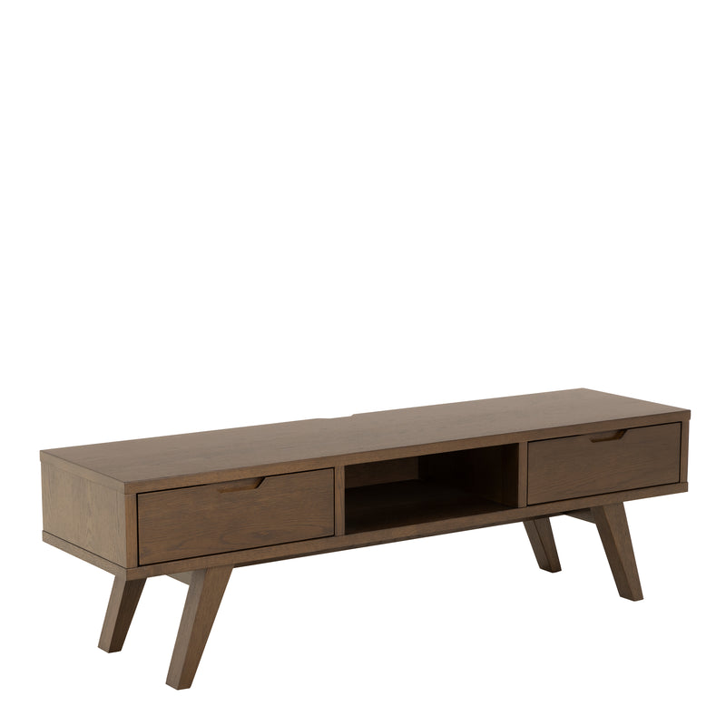 A-Line TV Unit with 2 Drawers – Smoked Oak – image 1