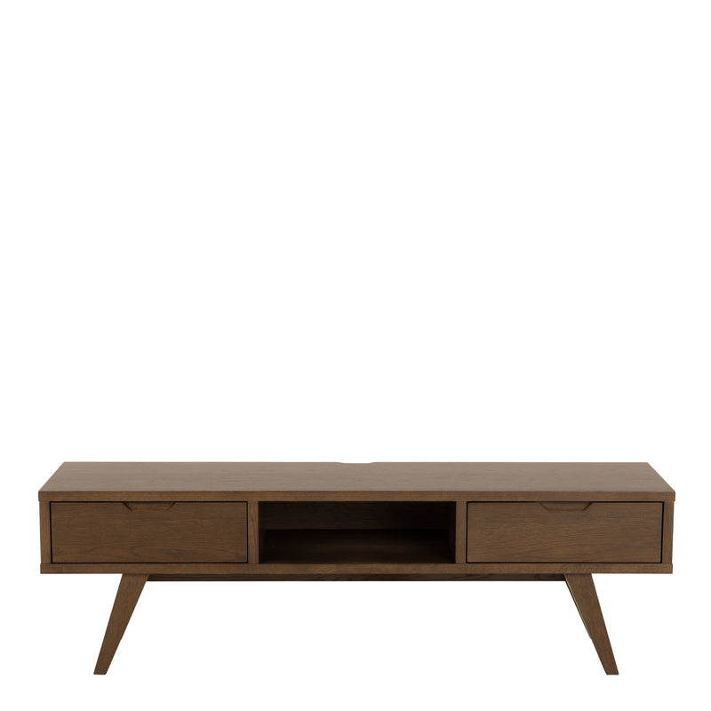 A-Line TV Unit with 2 Drawers – Smoked Oak – image 2