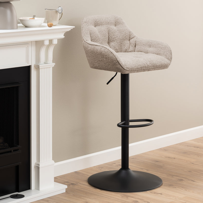 Brooke Swivel Bar Stool with Height Adjustable Function Set of 2 – Monza Beige – image 4