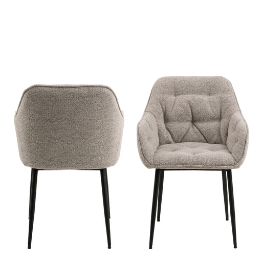 Brooke Dining Chair with Armrest Set of 2 – Beige – image 2