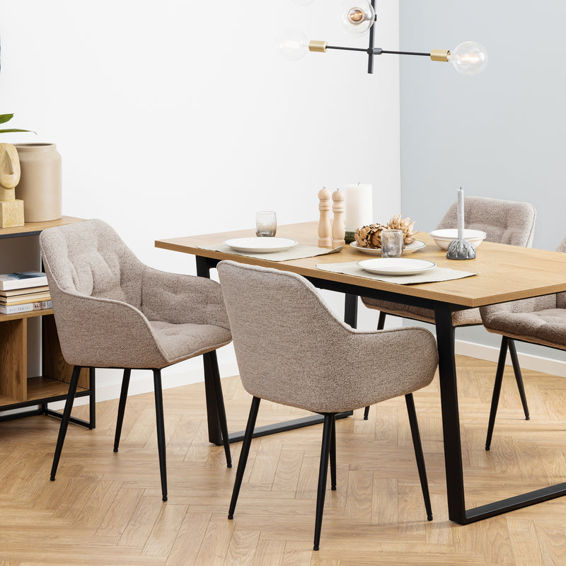 Brooke Dining Chair with Armrest Set of 2 – Beige – image 4