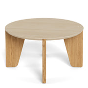 Dockland Round Coffee Table in Travertine & Wild Oak – image 2