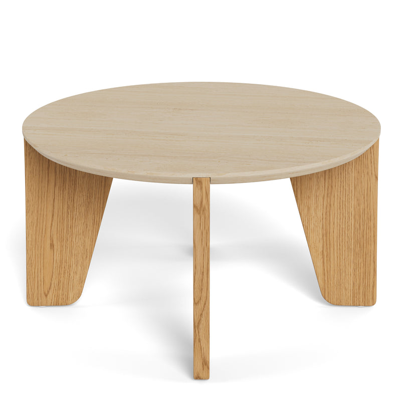 Dockland Round Coffee Table in Travertine & Wild Oak – image 2
