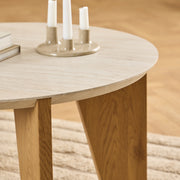 Dockland Round Coffee Table in Travertine & Wild Oak – image 4