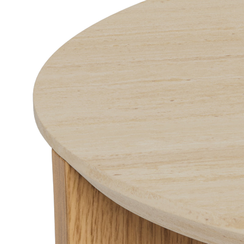 Dockland Round Coffee Table in Travertine & Wild Oak – image 5