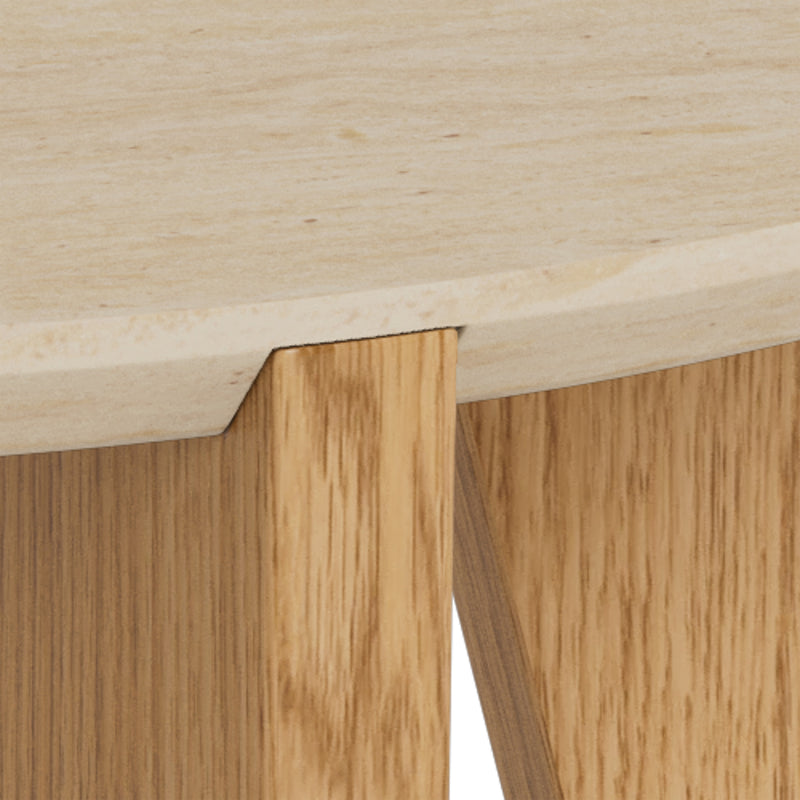 Dockland Round Coffee Table in Travertine & Wild Oak – image 6