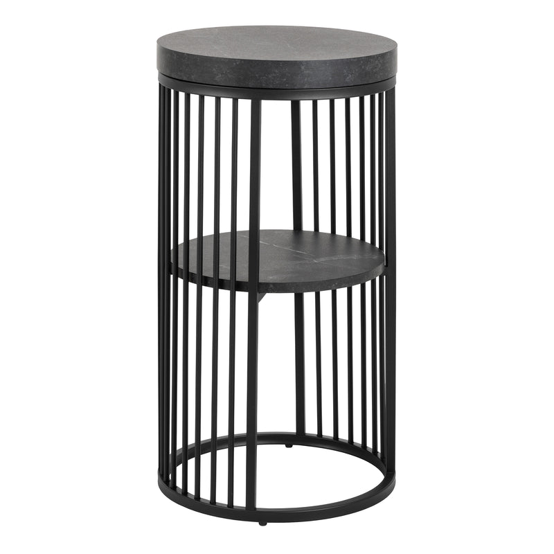 Strington Round Bedside Table 1 Shelf in Matt Black – image 1