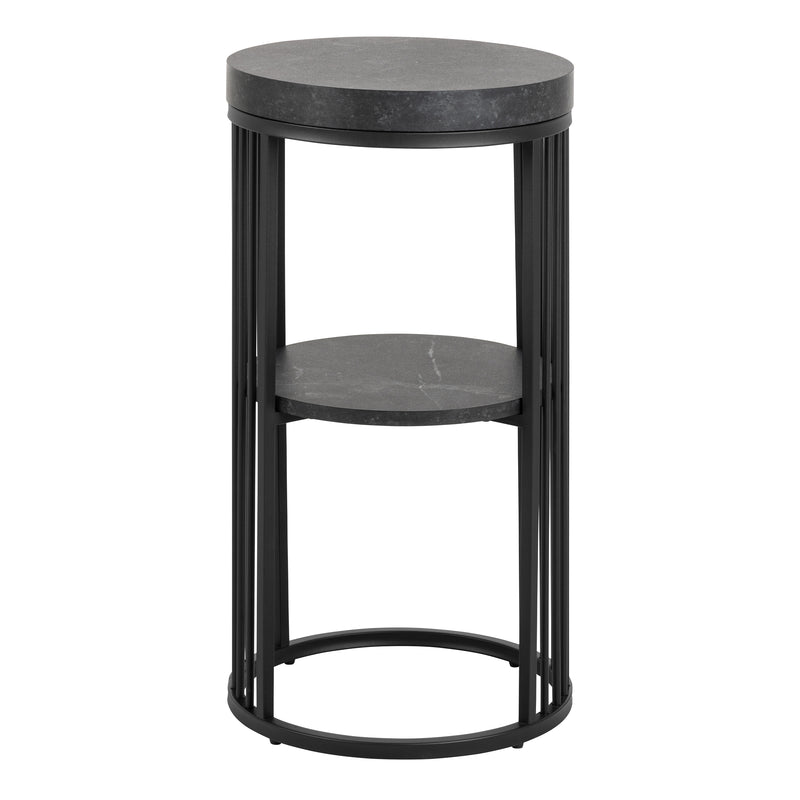 Strington Round Bedside Table 1 Shelf in Matt Black – image 2