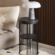Strington Round Bedside Table 1 Shelf in Matt Black – image 3