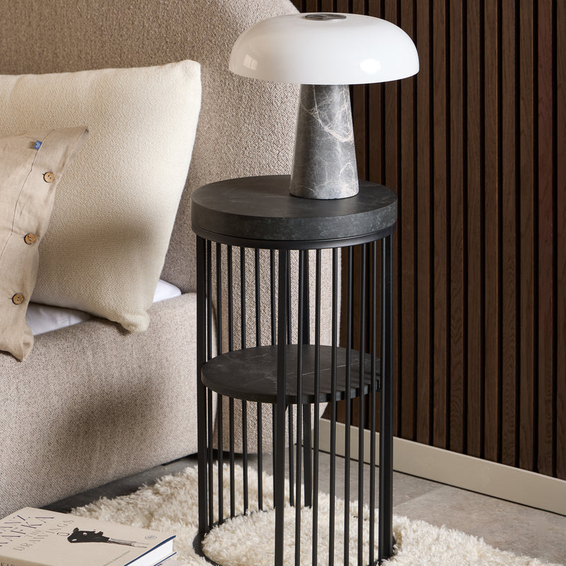 Strington Round Bedside Table 1 Shelf in Matt Black – image 3