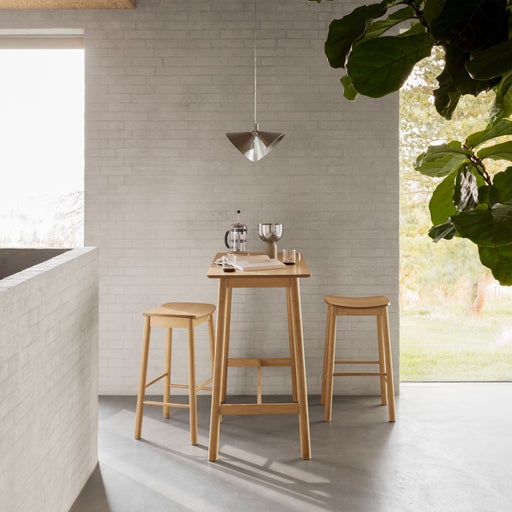 Barlow Bar Table in Matt Oak Included 2 Barlow Bar Stool Without Back in Matt Oak – image 1