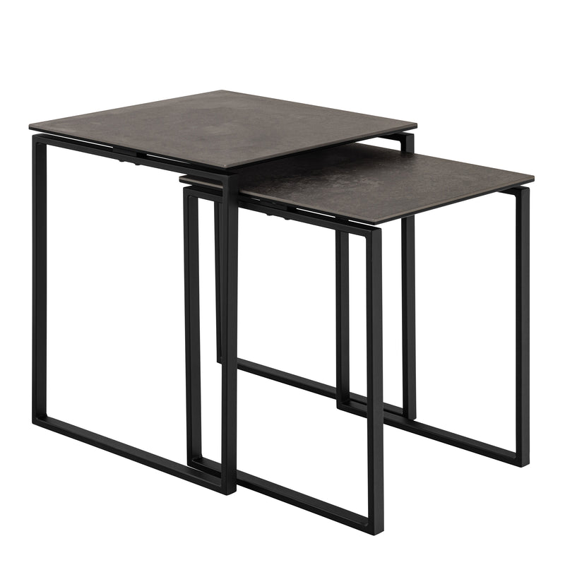 Katrine Square Coffee Table Set in Ceramic Black – image 1