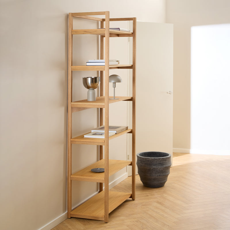 Ludza Rectangular Bookcase With 6 Shelves in Oak – image 4