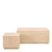 Dice Square and Rectangular Coffee Table Set of 2 in Travertine Rough Paper Effect – image 2