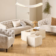 Dice Square and Rectangular Coffee Table Set of 2 in Travertine Rough Paper Effect – image 4