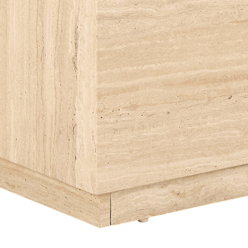 Dice Square and Rectangular Coffee Table Set of 2 in Travertine Rough Paper Effect – image 7