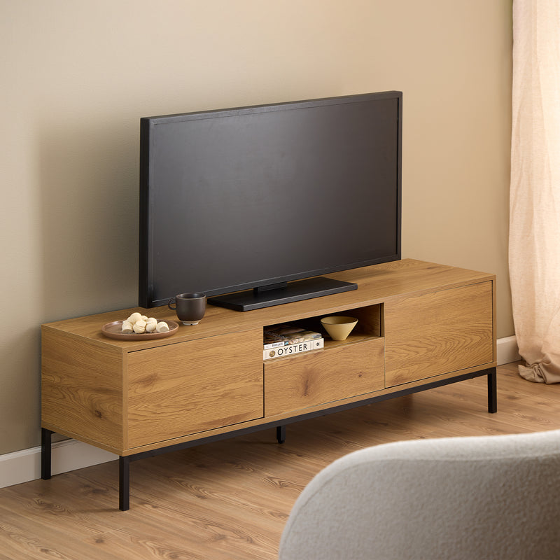 Seaford Tv Unit 2 Doors 1 Drawer in Matt Wild Oak – image 5